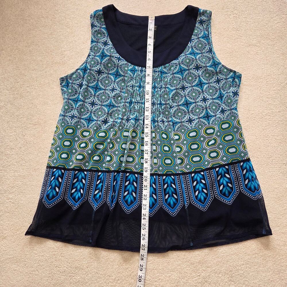Rafaella Studio 1X Pullover Sleeveless Tunic Scoop Neck Pintuck Lined Top Blue - Picture 12 of 14